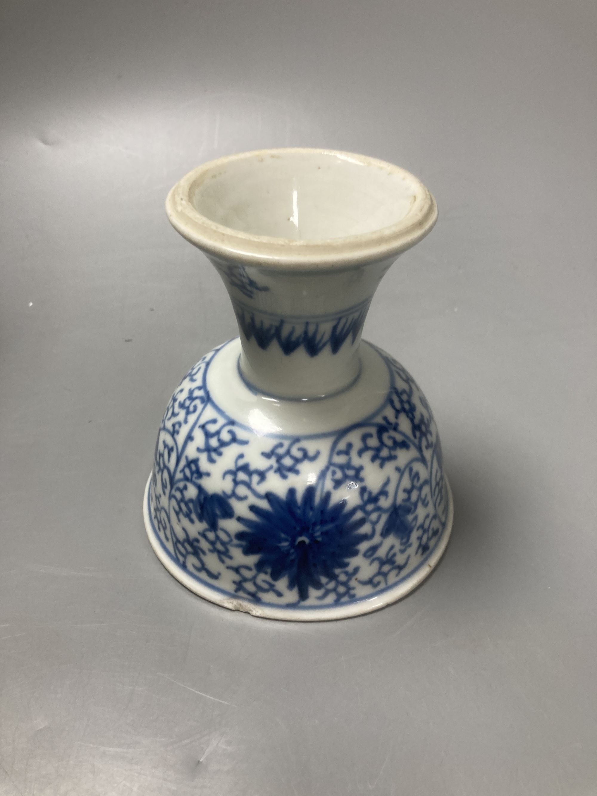 A Chinese pottery bottle, height 22cm, a cup and a vase